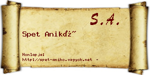 Spet Anikó névjegykártya